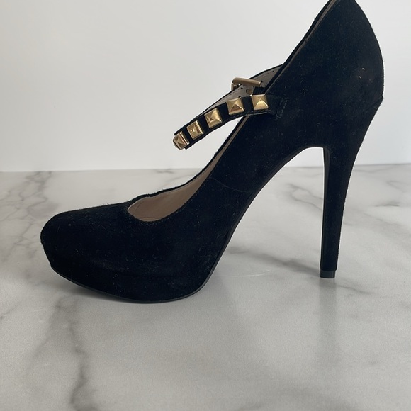 Michael Kors Suede Heels with Gold Studded Strap - Picture 3 of 3